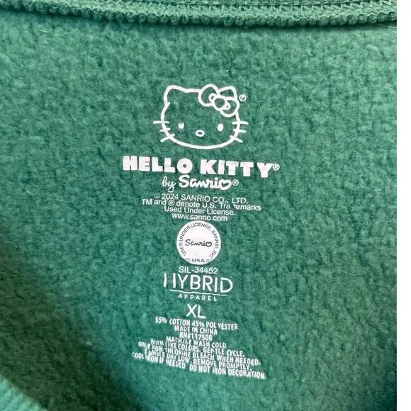 Hello Kitty Sanrio Athletic Cropped Crew Neck Kelly Green Tennis Sweater Sz XL - Picture 3 of 9